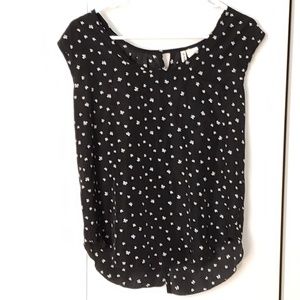 Butterfly back bow pattern scoop neck blouse top